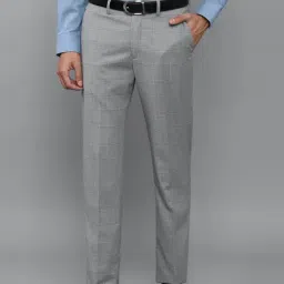 Louis Philippe Grey Slim Fit Checks Trousers-image-34