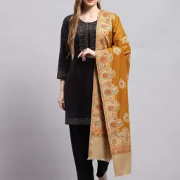 Monte Carlo Women's Golden Brown Self design Shawl-picture-17