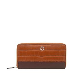 Caprese Tan Textured Zip Around Wallet for Women-image-55