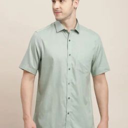 Turtle Grey Cotton Regular Fit Printed Shirt-image-44