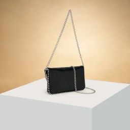Forever Glam by Pantaloons Black Solid Medium Sling Handbag-image-19