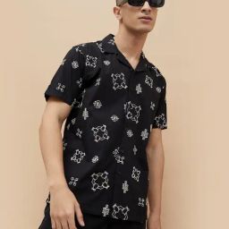 Fame Forever By Lifestyle Black Regular Fit Embroidered Shirt-image-37