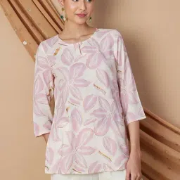 Melange By Lifestyle Pink Regular Fit Printed Tunic-picture-20