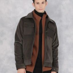 Crimsoune Club Olive Regular Fit Checks Jacket-image-93
