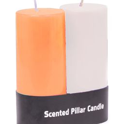 PEEPALCOMM White & Orange 2 Pieces Pillar Candle-41