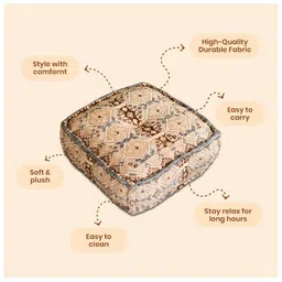 Ritualistic Rust & Grey Hand Block Printed Cotton Square Floor Cushion image 5