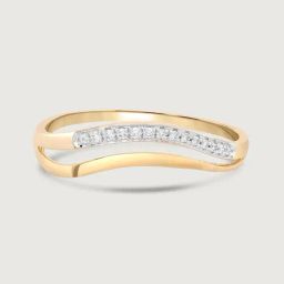 Mia by Tanishq 9k (375) Diamond Yellow Gold Ring for Women-image-50