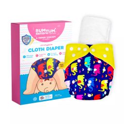 BUMTUM Ultrahygiene Cloth Diaper Free Size for Babies 0 to 3 Years Blue Yellow Elephant, FCBT354-image-70