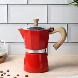 NATURALLYOURS Red Aluminium Moka Pot Coffee Maker (300ml)-image-41