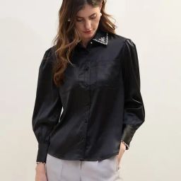 Iconic Black Embellished Regular Fit Shirt-image-49