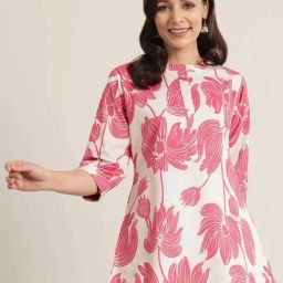 Libas Pink Cotton Printed Kurti-image-72