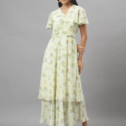 Latin Quarters Green Floral Print Maxi Dress-picture-12