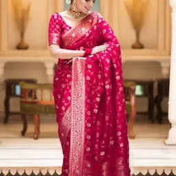 DIVASTRI Woven Design Zari Pure Silk Banarasi Saree-image-96