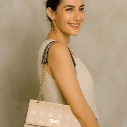 Esbeda Beige Textured Medium Cross Body Bag-41