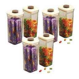 HAZEL Cream Plastic Airtight Food Storage Container - Set of 6 (1600 ml)-47
