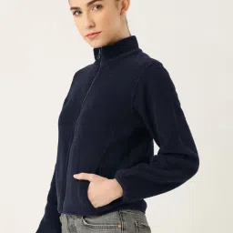 LILL Navy Full Sleeves Front-Open Sweatshirt image 3