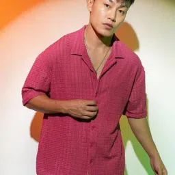 Campus Sutra Red Regular Fit Self Pattern Shirt-picture-7