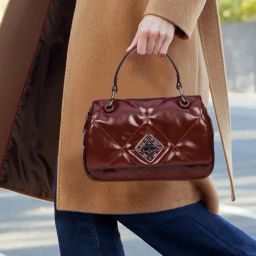 Esbeda Maroon Classic Quilted Medium Satchel-image-23