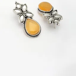 Anouk Silver-Plated Artificial Stones Studded Teardrop Shaped Drop Earrings image 3