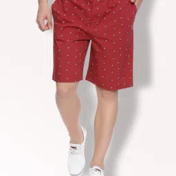 Van Heusen Athleisure Regular Fit Soft Suede Touch Functional Pocket Allover Print Lounge Shorts image 1