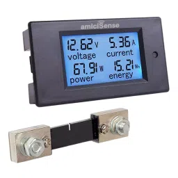 amiciSense 4 in 1 DC Energy Meter 6.5 - 100 V 100 Amp 10 kW Power Digital Display with Blue Back Light-12