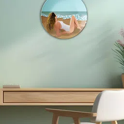 THE QUIRKY HOME Blue & White Printed Serene Sunbather Decorative Ceramic Wall Plate-image-97