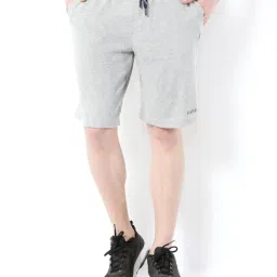 Van Heusen Athleisure Regular Fit Smart Tech Easy Stain Release Solid Knit Shorts - Grey Melange image 1