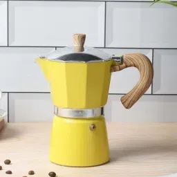 NATURALLYOURS Yellow Aluminium Moka Pot Coffee Maker (300ml)-image-32
