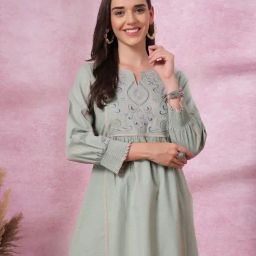 Nayam by Lakshita Green Cotton Embroidery Kurti-picture-13
