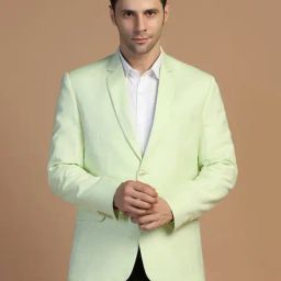 TAHVO Green Regular Fit Notch Lapel Blazer-image-50