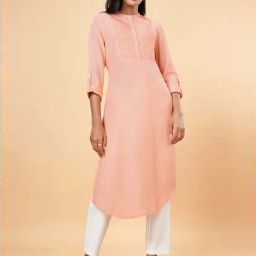 Marigold Lane Peach Cotton A Line Kurta-image-49