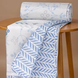 Huesland Blue & White Floral AC Room Single Bed Dohar-49