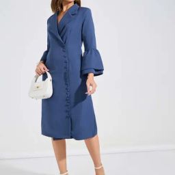 Styli Blue Regular Fit Midi Dress-image-80