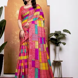 KANOODA Checked Printed Bandhani Saree-picture-27