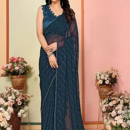 CATCHY FOREVER Embellished Mukaish Pure Georgette Designer Saree-image-23