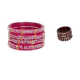 SOMIL Set of 8 Pink Alloy Bangles-image-30