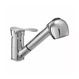 PLUMBER WAVE Single Lever Sink Mixer with Pull Out Spray and 450 mm Long Flexible Connector, WAV-3302-14