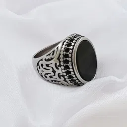 Saizen Men Silver-Plated Cubic Zirconia Finger Ring-picture-0