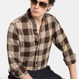 Campus Sutra Men Comfort Tartan Checks Opaque Checked Casual Shirt-picture-15