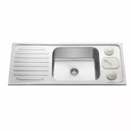 Jayna Signature Collection Zodiac 48x20 inch Matt Finish Stainless Steel Single Bowl Kitchen Sink with Garbage Bin & Drain Board, SBGB 02-image-12