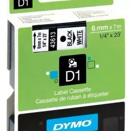 DYMO D1 6 x 7 mm Label Tape Black on White-image-85