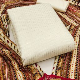 SHADOW & SAINING Striped Sequinned Chanderi Cotton Unstitched Dress Material-picture-13