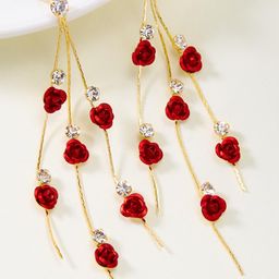 DIVASTRI Gold-Plated Floral Drop Earrings-image-30