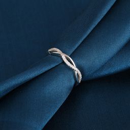GIVA Rhodium-Plated 925 Sterling Silver CZ Studded Wavy Adjustable Finger Ring-image-77