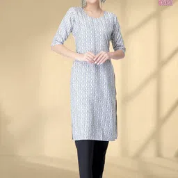 HERE&NOW Selection Of 2 Geometric Printed Round Neck Straight Kurtas-image-78