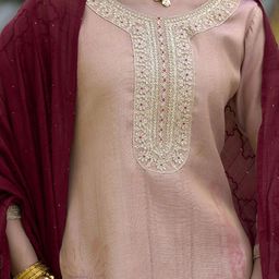 SHREE LAXMINARAYAN EXPORT Floral Printed Tissue Kurta With Trousers & Dupatta image 2