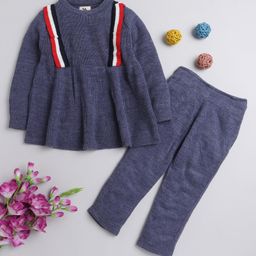 Yellow Apple Acrylic Knit to Knit Full Sleeves Winter Wear Suits With Lounge Pant - Blue-image-126