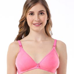 Bella Mama Cotton Blend Nursing Bra WIth Eco Jiva Finish - Pink-image-9
