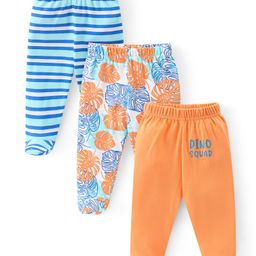 Babyhug Cotton Knit Stripe Bootie Leggings Pack of 3 - Multicolor-image-118