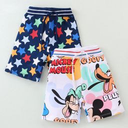 babyhug disney Babyhug Disney Cotton Terry Knit Half Sleeves T-Shirt & Shorts Set With Avengers Print - White & Navy-picture-35